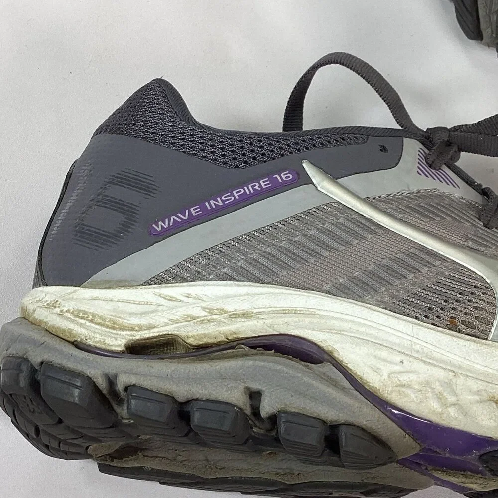 Mizuno Wave Inspire 16 Sneaker Shoes Womens Size 8.5 Gray Purple